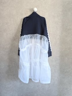 画像3: franky grow TULLE SWITCHING TRACK JERJEY DRESS ネイビー＊ホワイト　キッズ・レディース